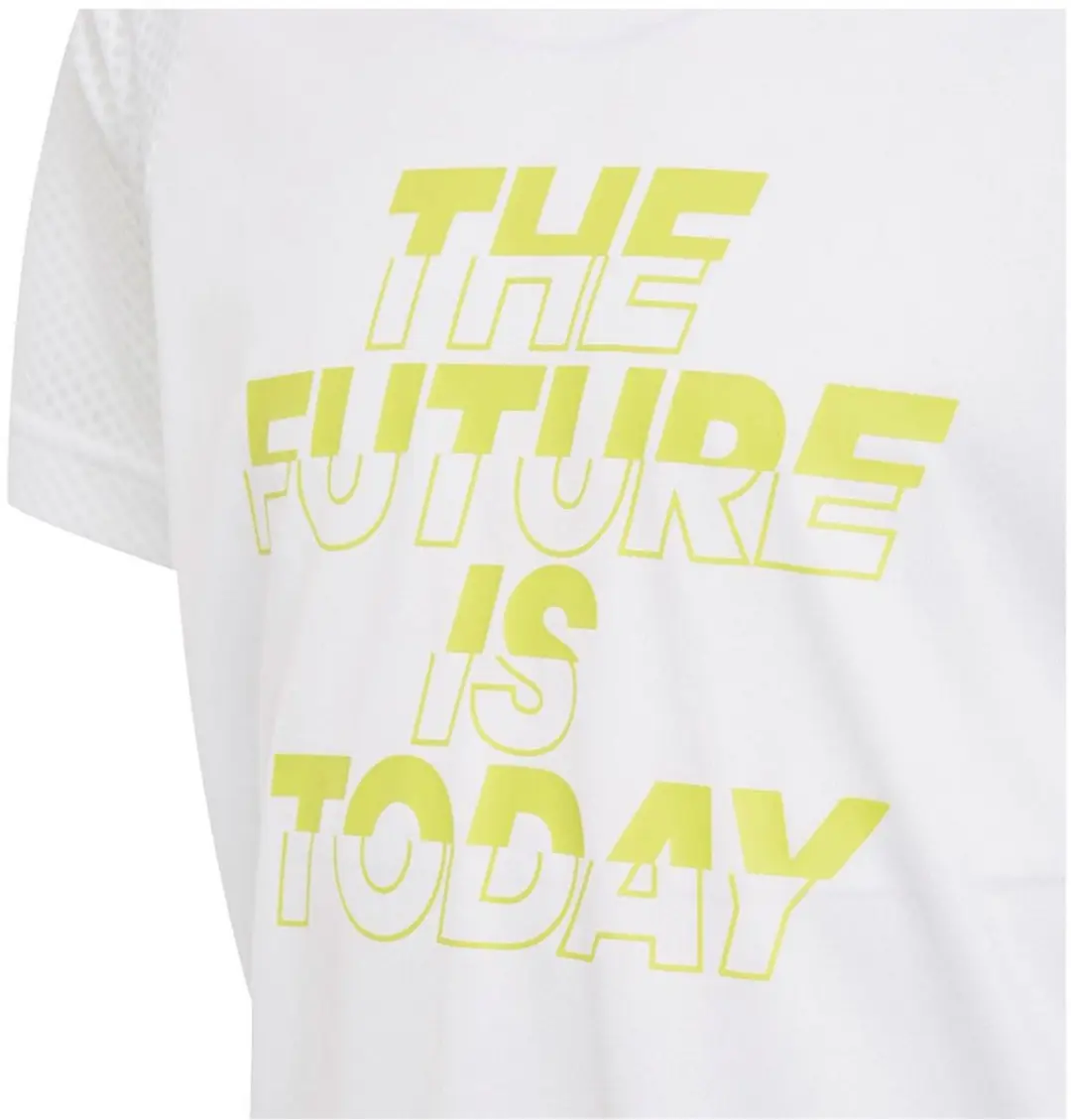 Adidas XFG Primeblue Aeroready T-shirt 9-10 jaar - Wit/Acid Geel/Zwart