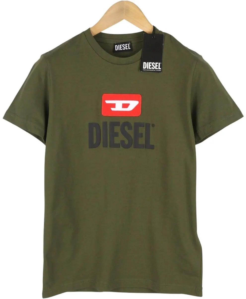 Diesel T-diego New D Logo Heren T-shirt - Kakigroen - S - afbeelding 2 van 2