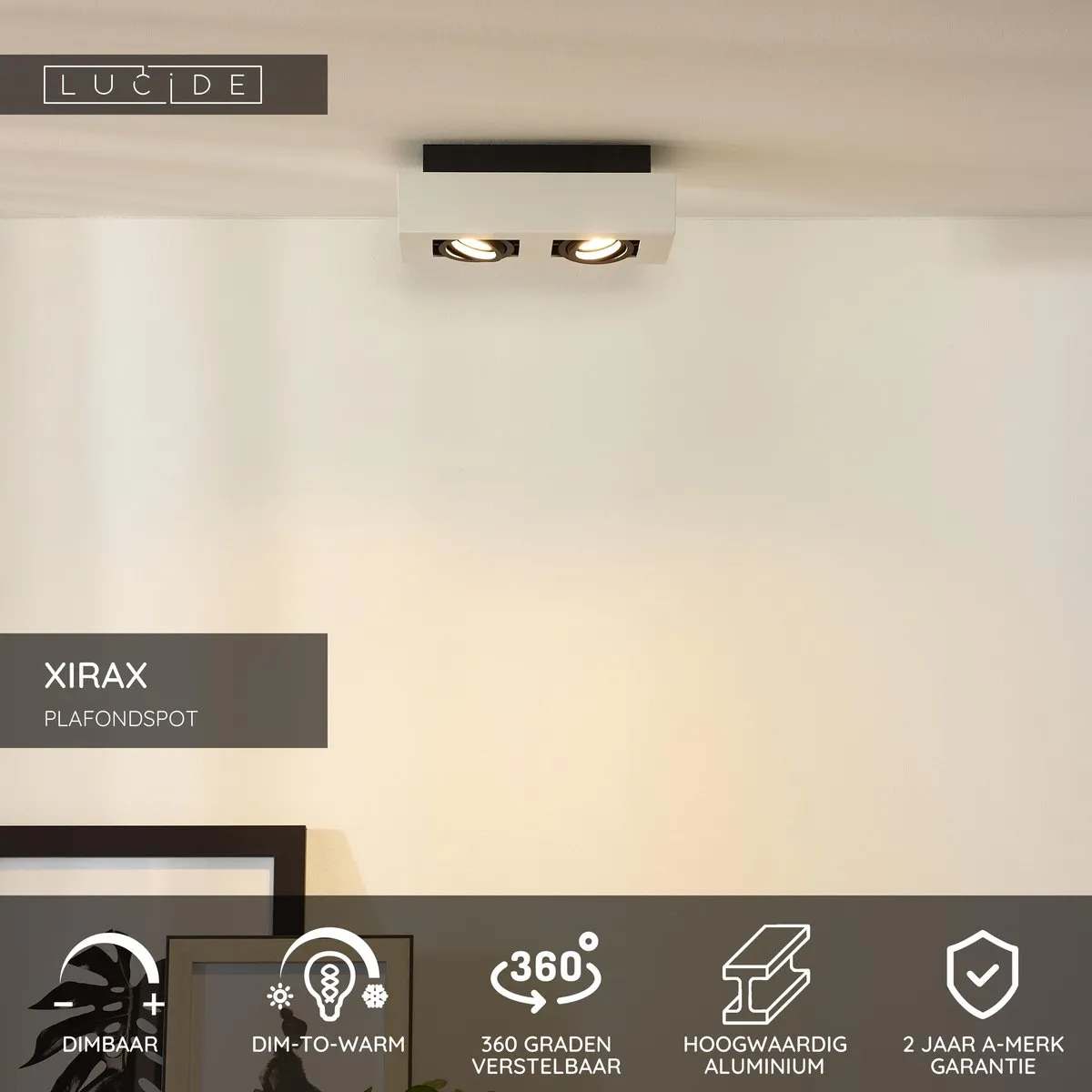 Lucide XIRAX Plafondspot LED Dim to Warm 2x5W - Wit