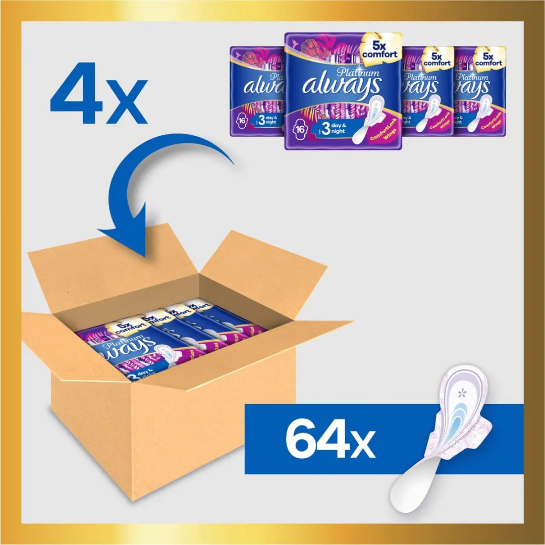 Always Platinum Day & Night Maandverband - 64 Stuks - afbeelding 6 van 6