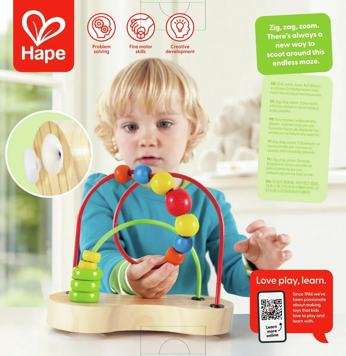 Hape Kralenspiraal met Zuignappen 301731 - Veelkleurig - afbeelding 6 van 6