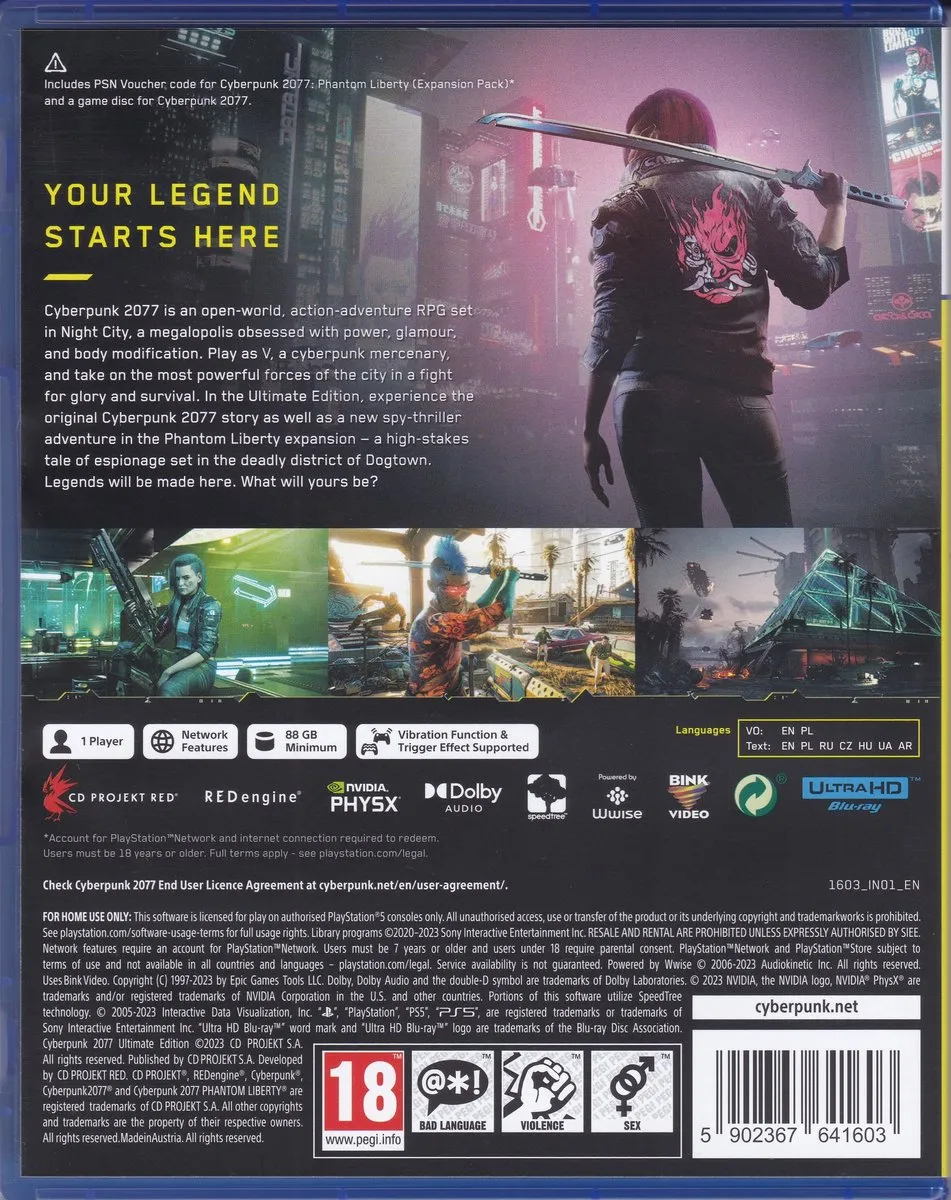 Bandai Namco Cyberpunk 2077 Ultimate Edition PS5