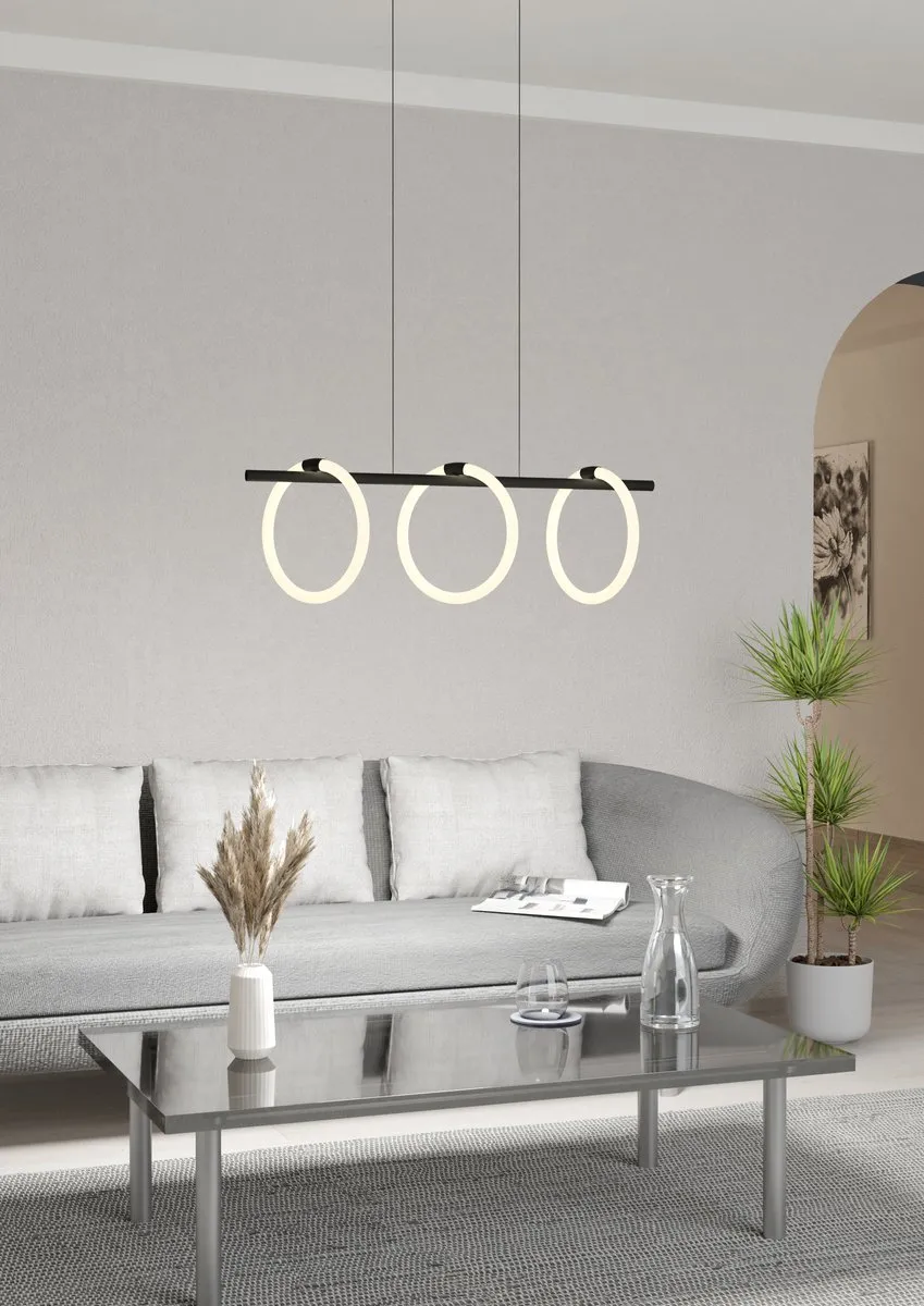 Eglo Caranacoa Hanglamp LED 78cm - 3 Lichtpunten - Zwart/Wit