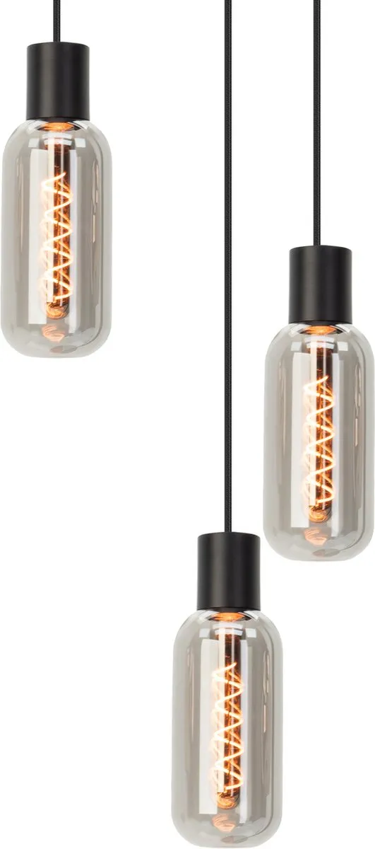 Eglo Majone Hanglamp Ø30cm - Zwart/Grijs Rookglas