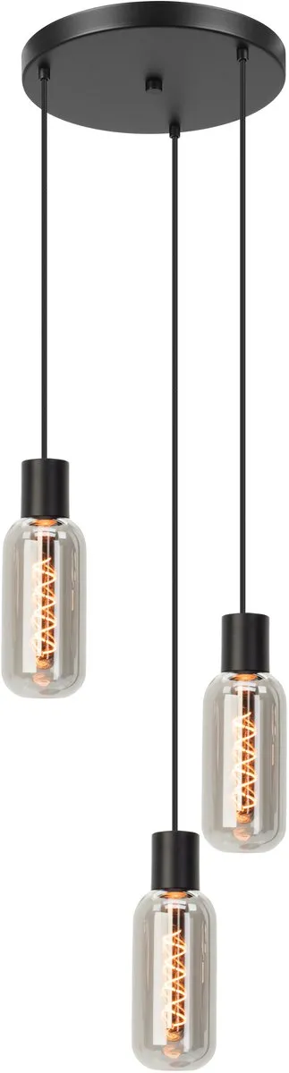 Eglo Majone Hanglamp Ø30cm - Zwart/Grijs Rookglas