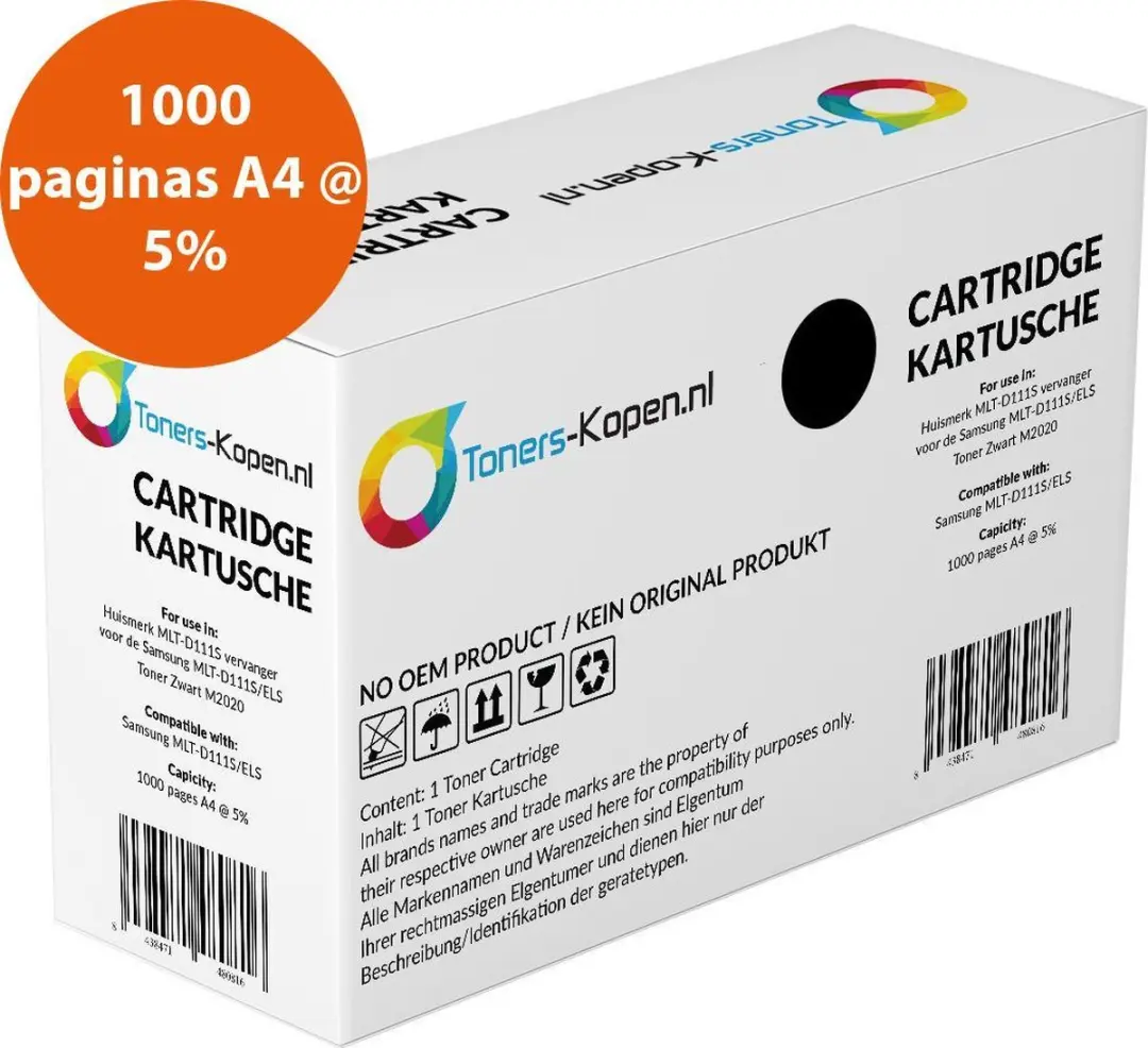 Samsung MLT-D111S SU810A Toner - 1000 Pagina's - Zwart