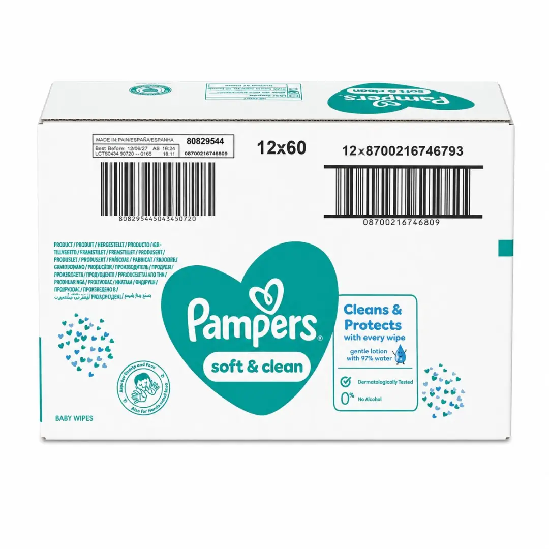 Pampers Soft & Clean Babydoekjes - 720 Stuks