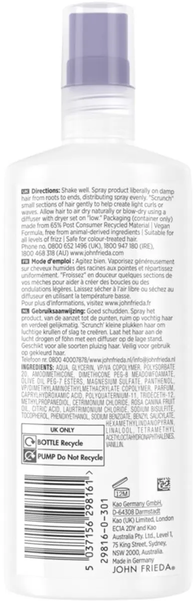 John Frieda Frizz Ease Dream Curls Styling Spray 200ml - 3 Stuks