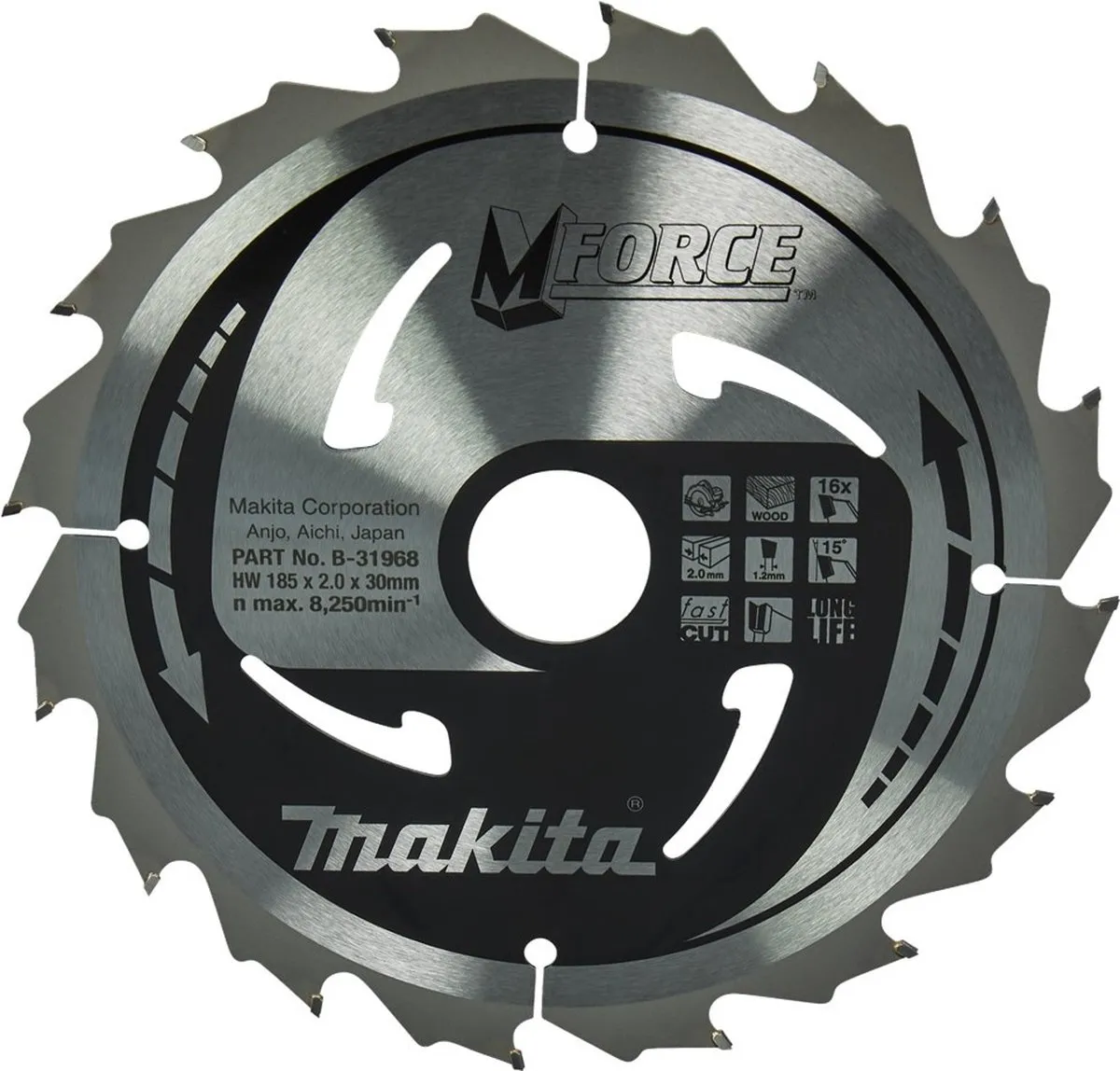 Makita Mforce Cirkelzaagblad B-31968 - Ø185mm 16T