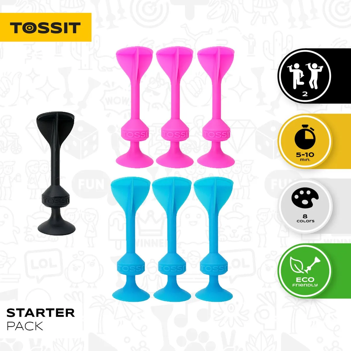 999 Games Tossit Starter Pack Darts - 7 Pijlen - Blauw-Roze