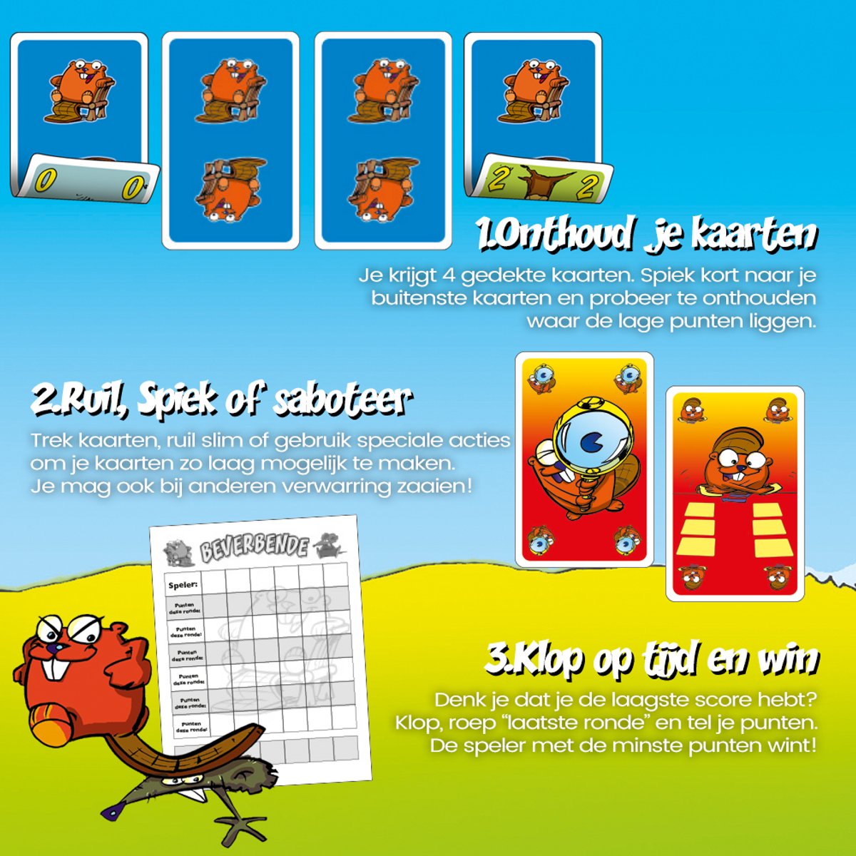 999 Games - Beverbende - Kaartspel - Tactisch geheugenspel - Familiespel - Gezelschapsspel - Educatief spel - vanaf 6 jaar - Klein cadeautje