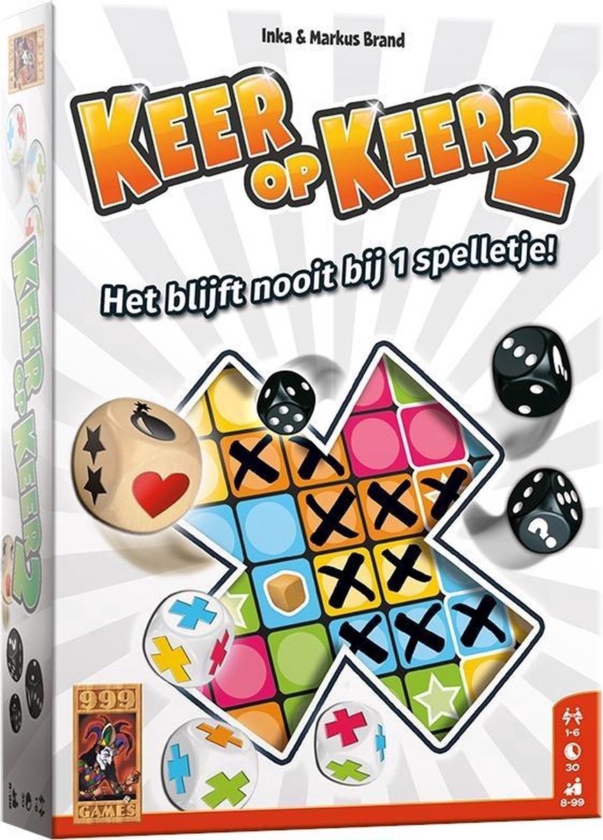 999 Games - Keer op Keer 2 - Dobbelspel - Met nieuwe dobbelstenen en mogelijkheden - Gezelschapsspel - Familiespel - Klein cadeautje