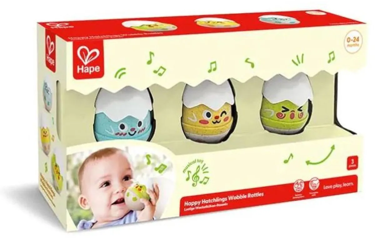 Hape Happy Hatchlings Wobble Rammelaars - 3 Stuks - Multicolor