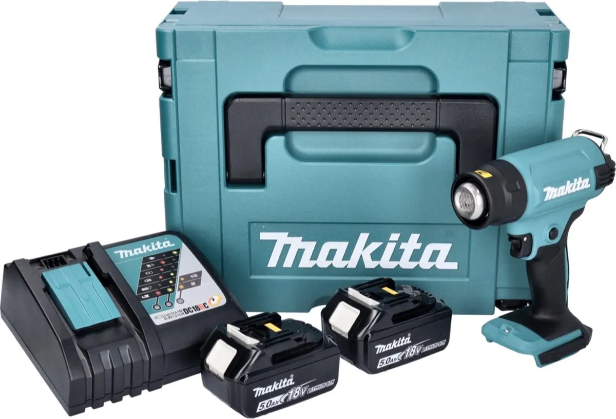 Makita DHG 180 RTJ Heetluchtpistool 18V - 550°C - 2x 5,0Ah + Oplader + Makpac - afbeelding 5 van 5