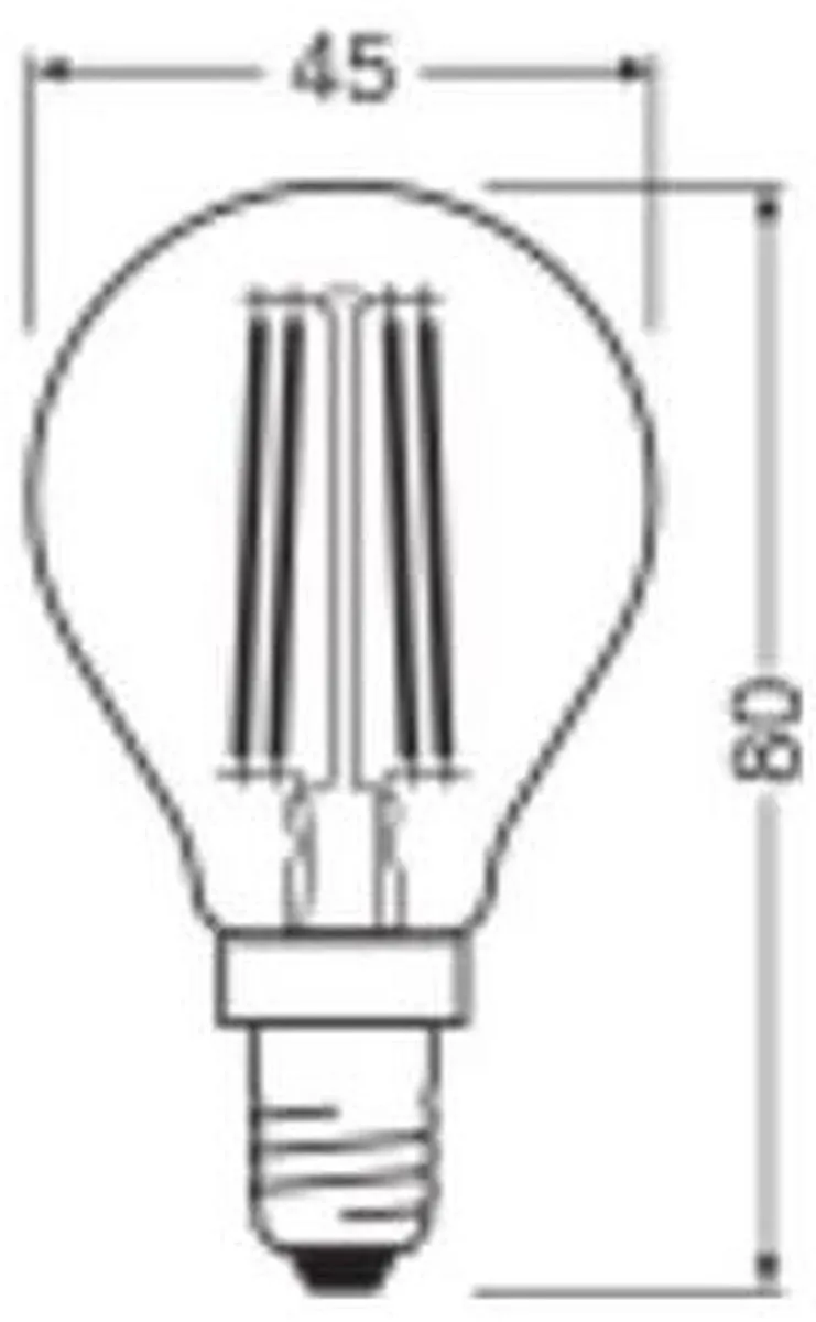 LEDVANCE LED Filament Kogellamp E14 3.4W 470lm - Warm wit - Ø45mm - afbeelding 6 van 6