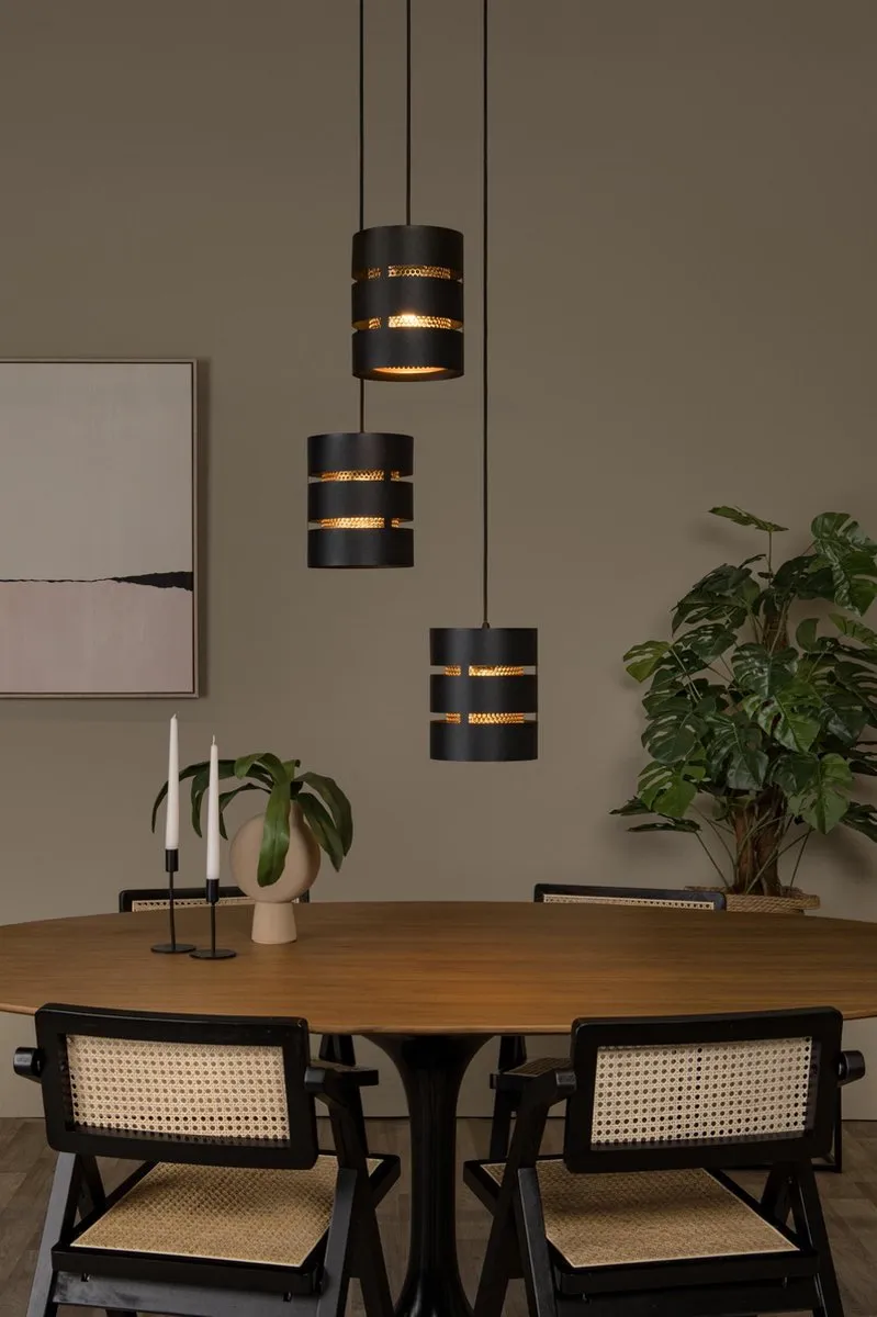 Lucide ROSAS Hanglamp Ø43cm - 3xE27 Zwart