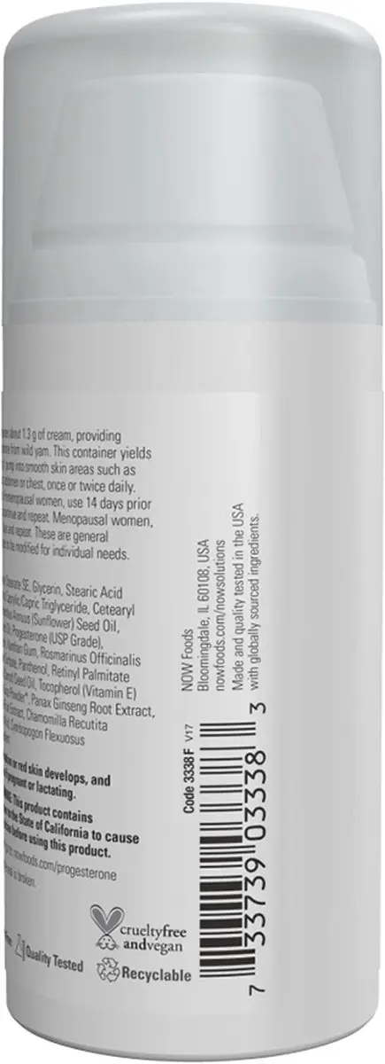 Now Foods Progesterone Wild Yam Huidcrème 85g