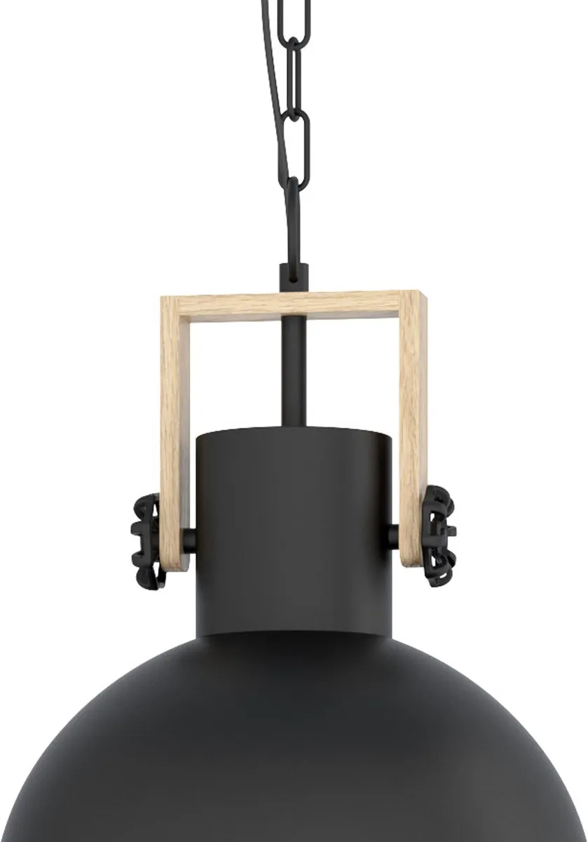 Eglo Lubenham Hanglamp Ø30cm - E27 - Zwart/Hout