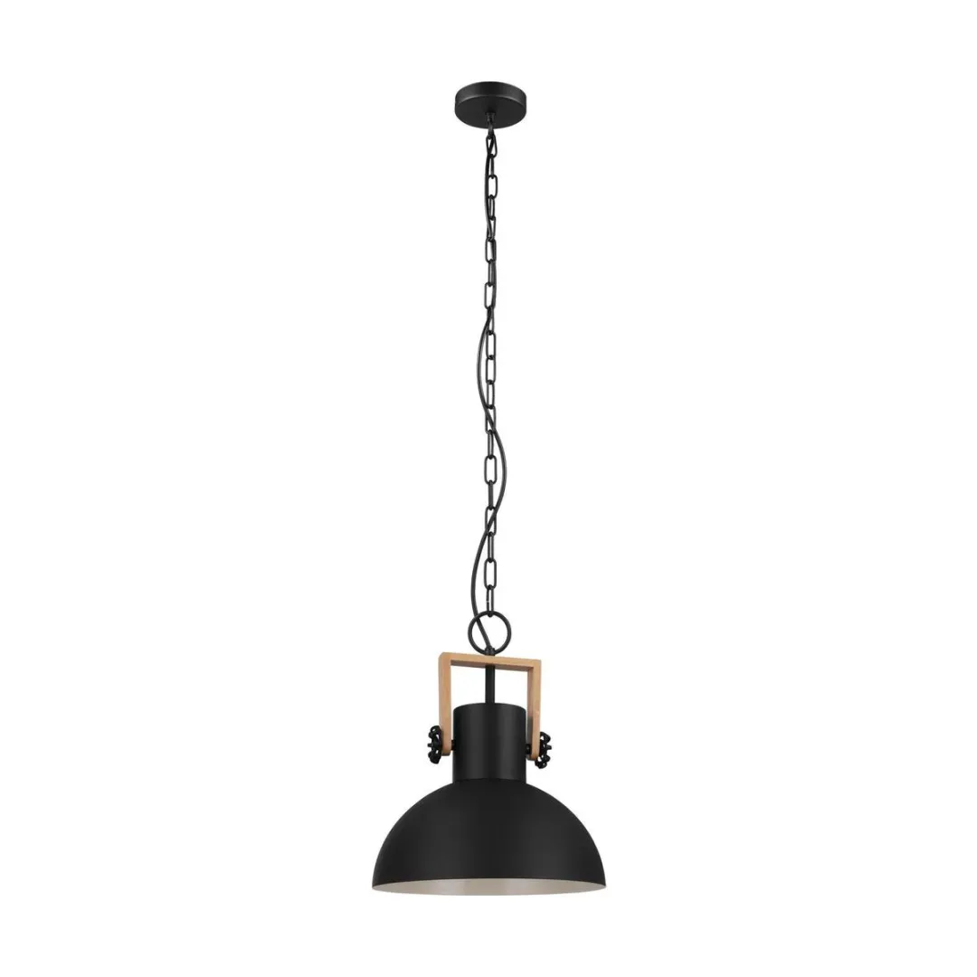Eglo Lubenham Hanglamp Ø30cm - E27 - Zwart/Hout