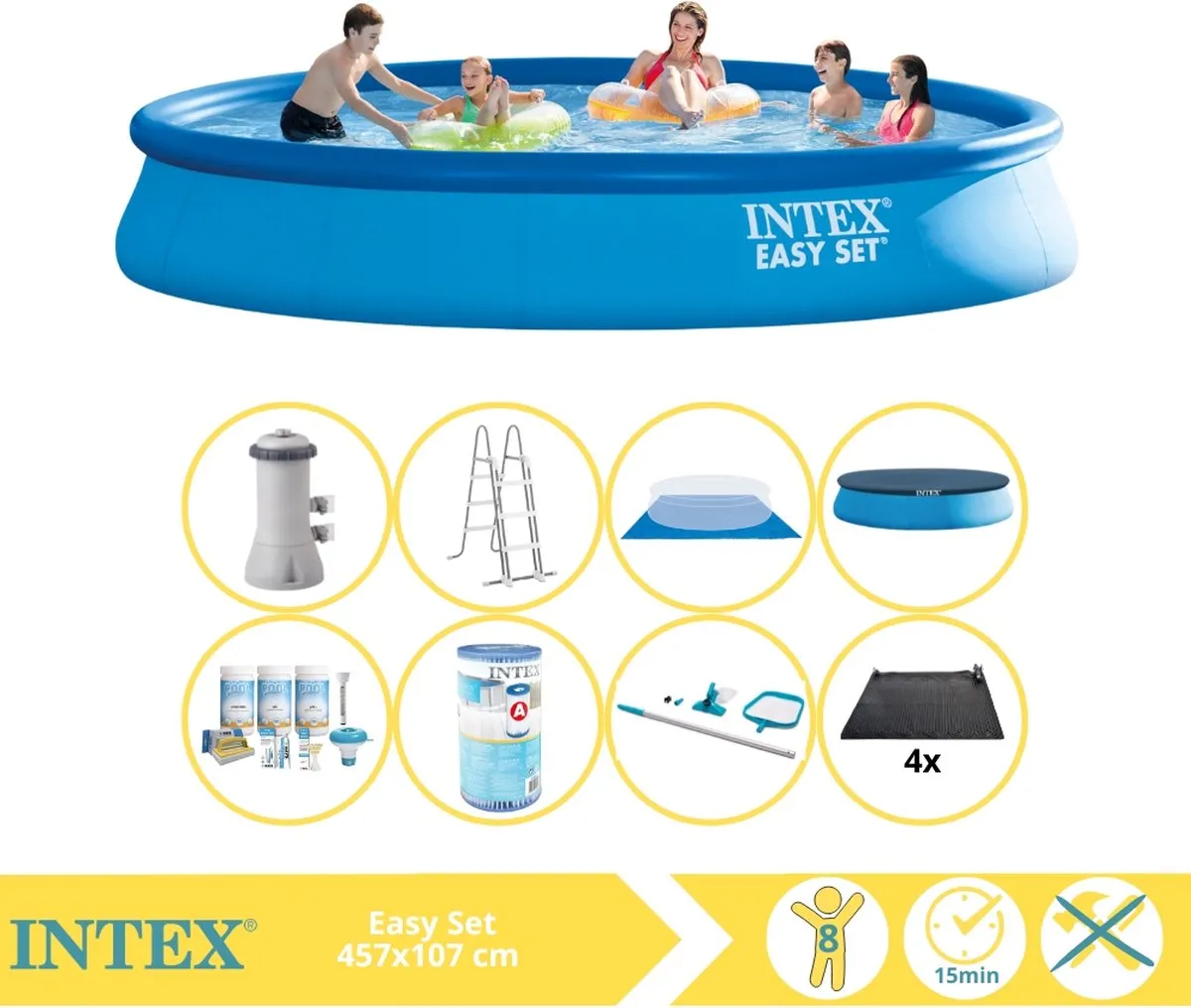 Intex Easy Set 26166GN Opblaaszwembad 457x107cm - Blauw - 12.430L