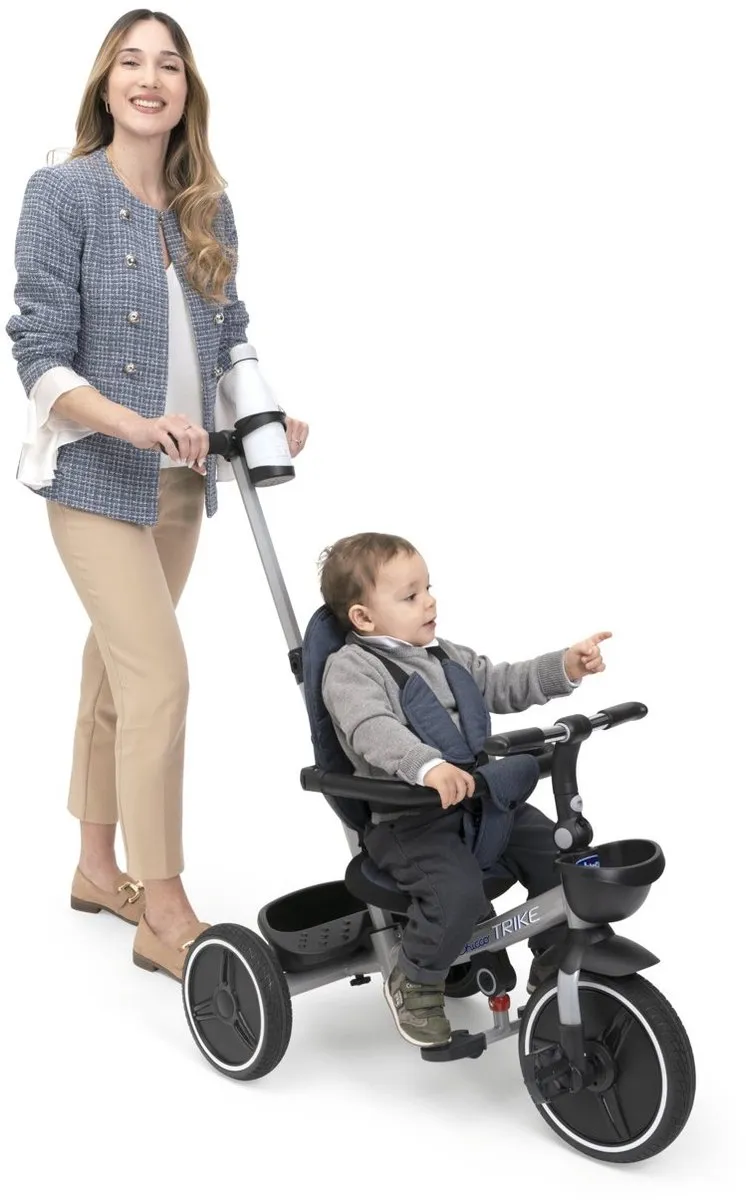 Chicco 4-in-1 Opvouwbare Driewieler - Zwart/Blauw/Grijs