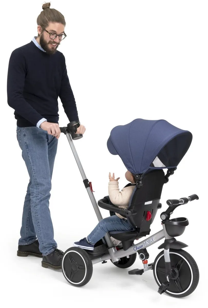 Chicco 4-in-1 Opvouwbare Driewieler - Zwart/Blauw/Grijs