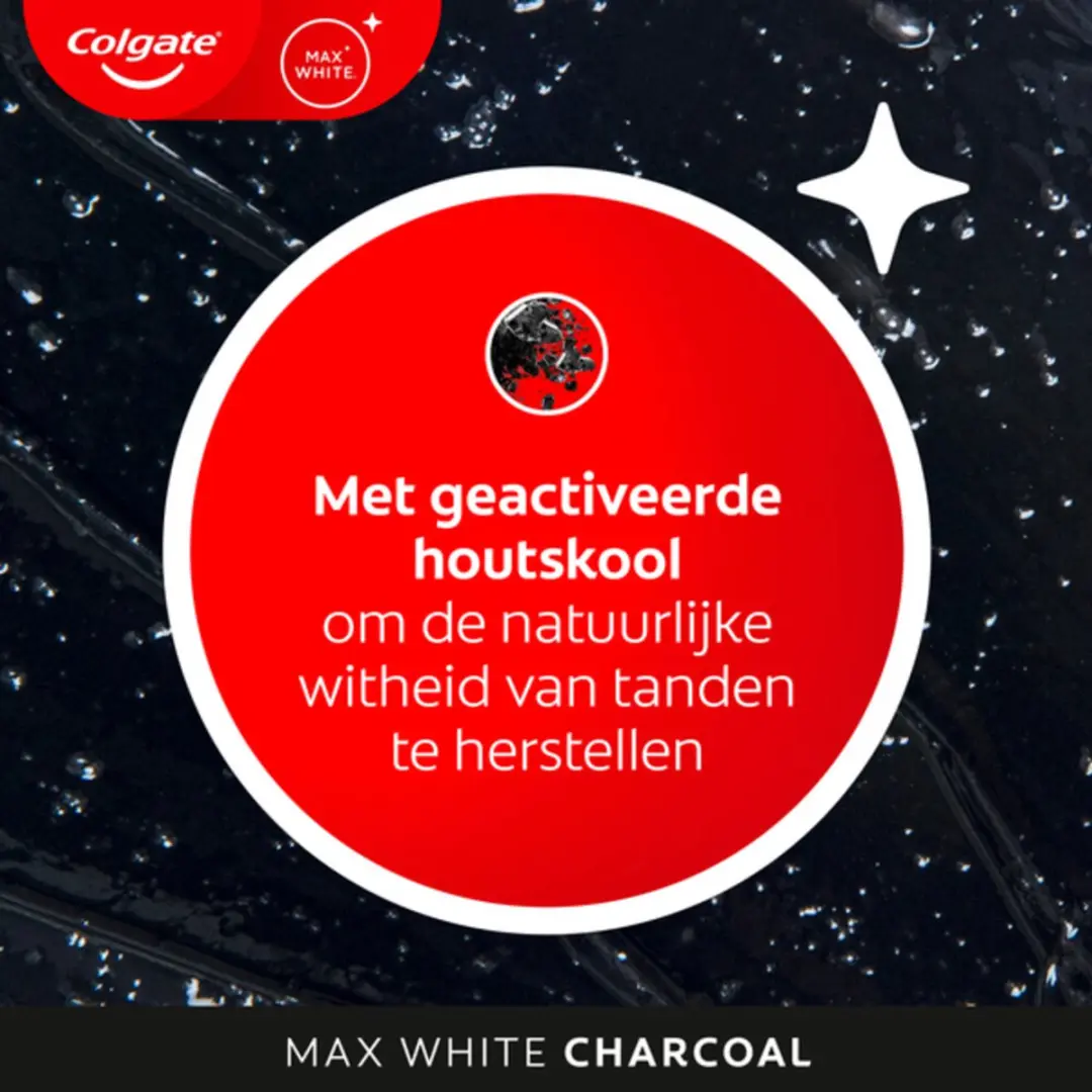 Colgate Max White Active Charcoal Tandpasta 75ml - 3 Stuks