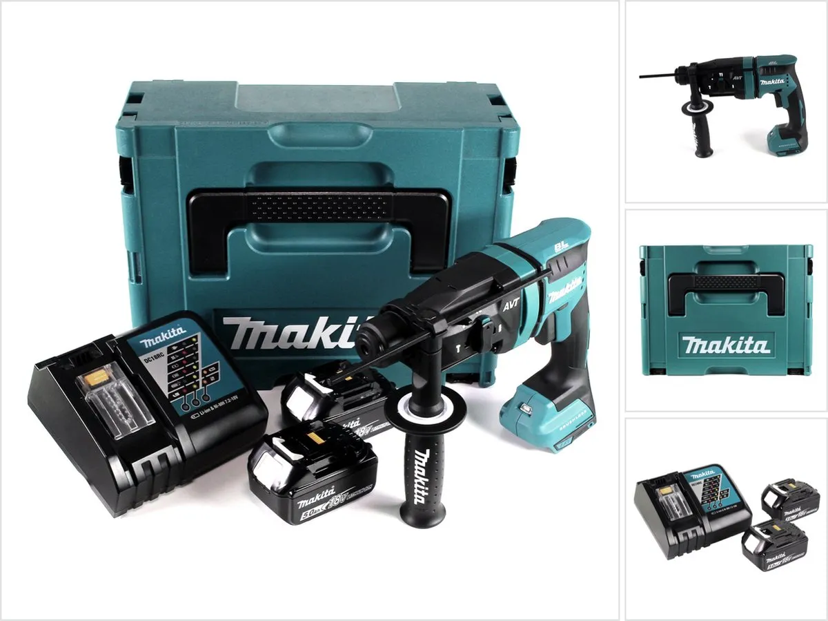 Makita DHR182RTJ SDS-plus CombiHamer - 2x 5.0Ah - 1,7J - Koolborstelloos - afbeelding 3 van 6