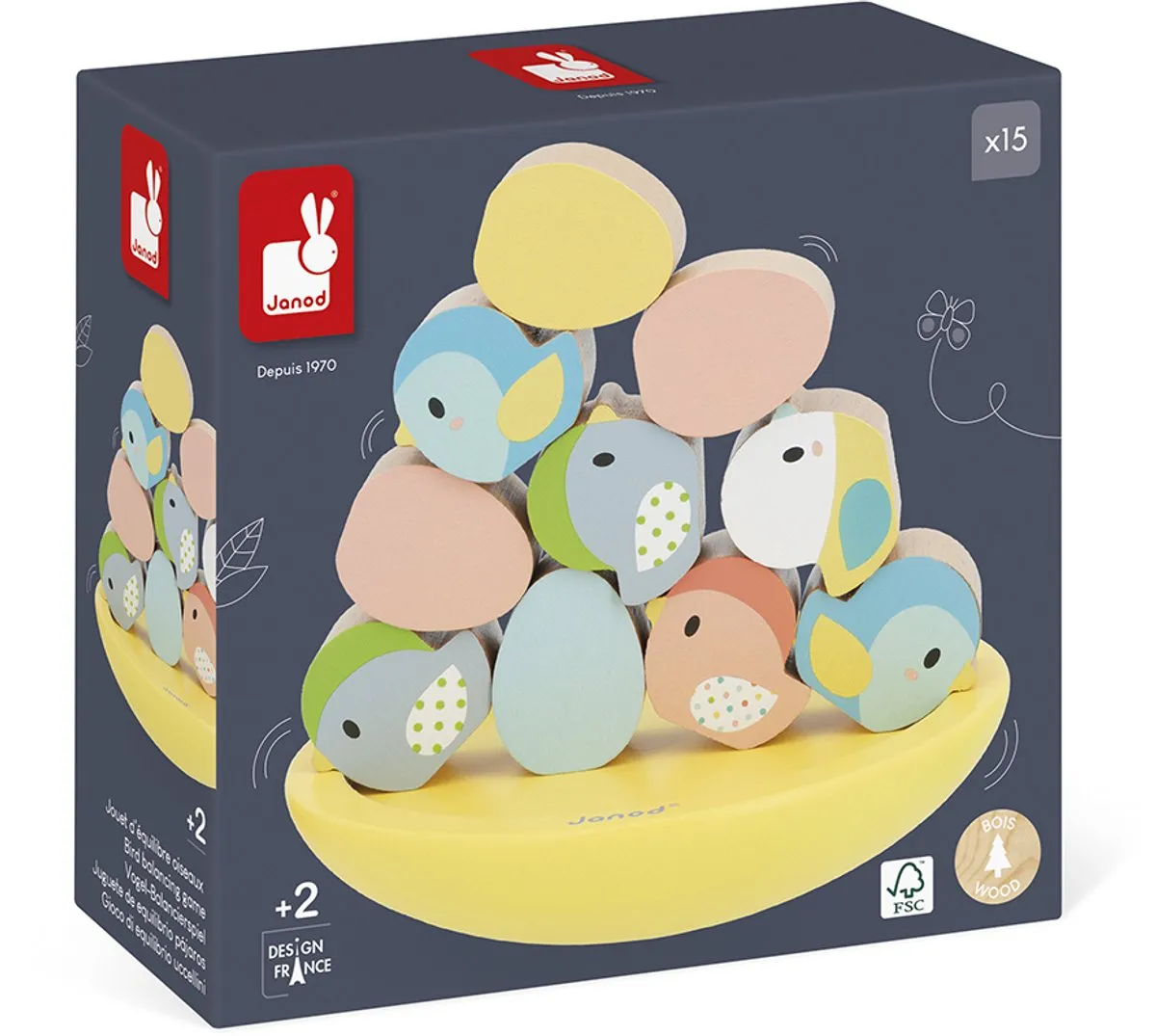 Janod Pure Vogel Balansspel 5146 - Multicolor - afbeelding 6 van 6