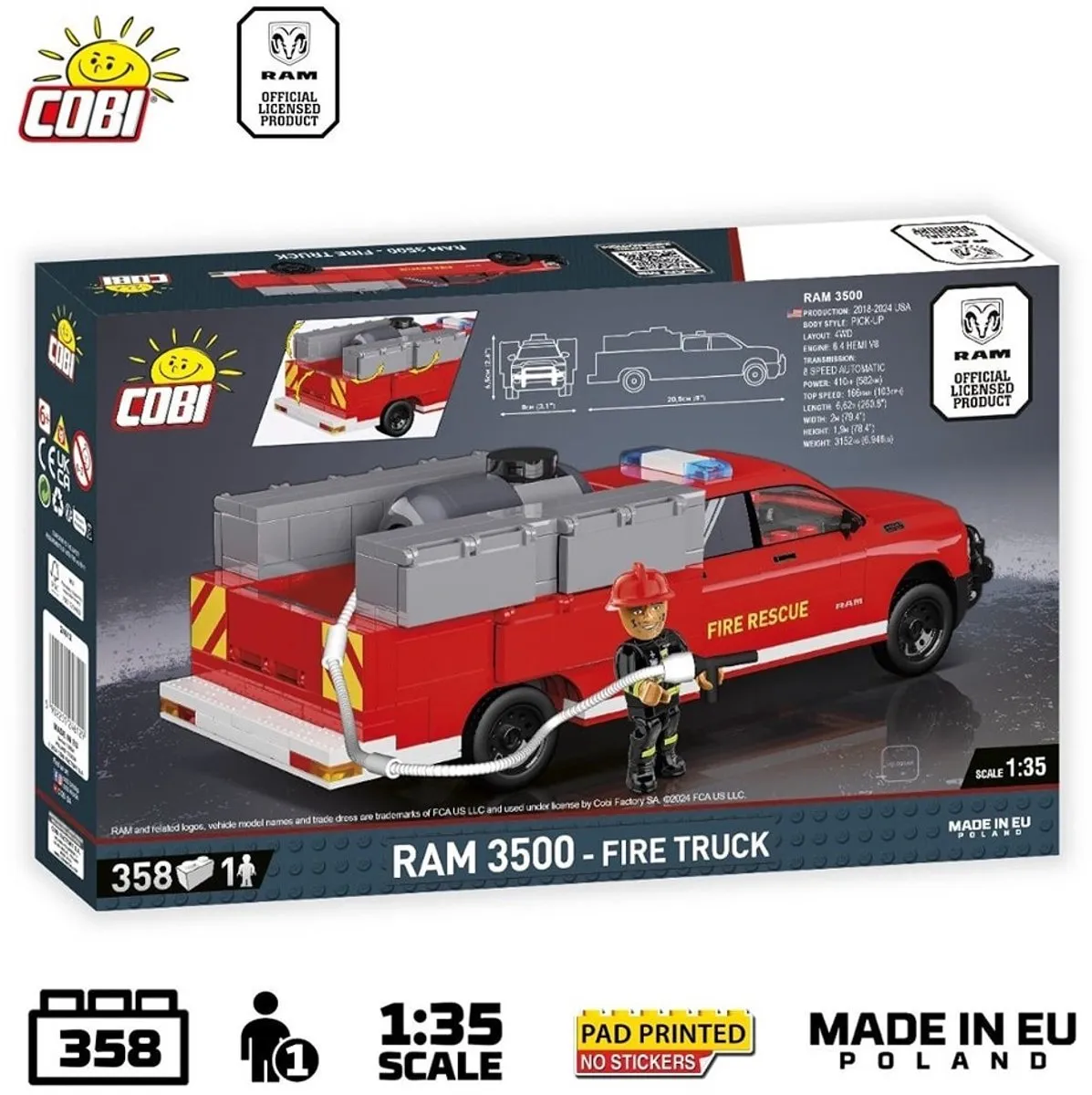 Cobi 24612 RAM 3500 Fire Truck - 358 Onderdelen - Meerkleurig