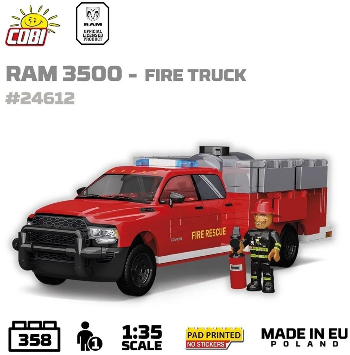 Cobi 24612 RAM 3500 Fire Truck - 358 Onderdelen - Meerkleurig