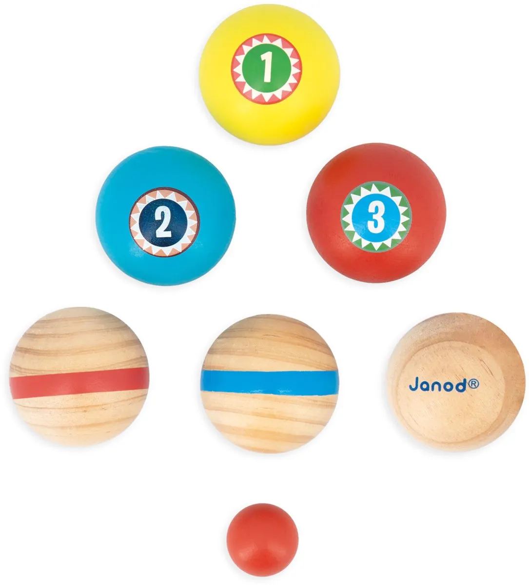 Janod Applepop Petanque Houten Set - 6 Ballen + Jack + Opbergzak