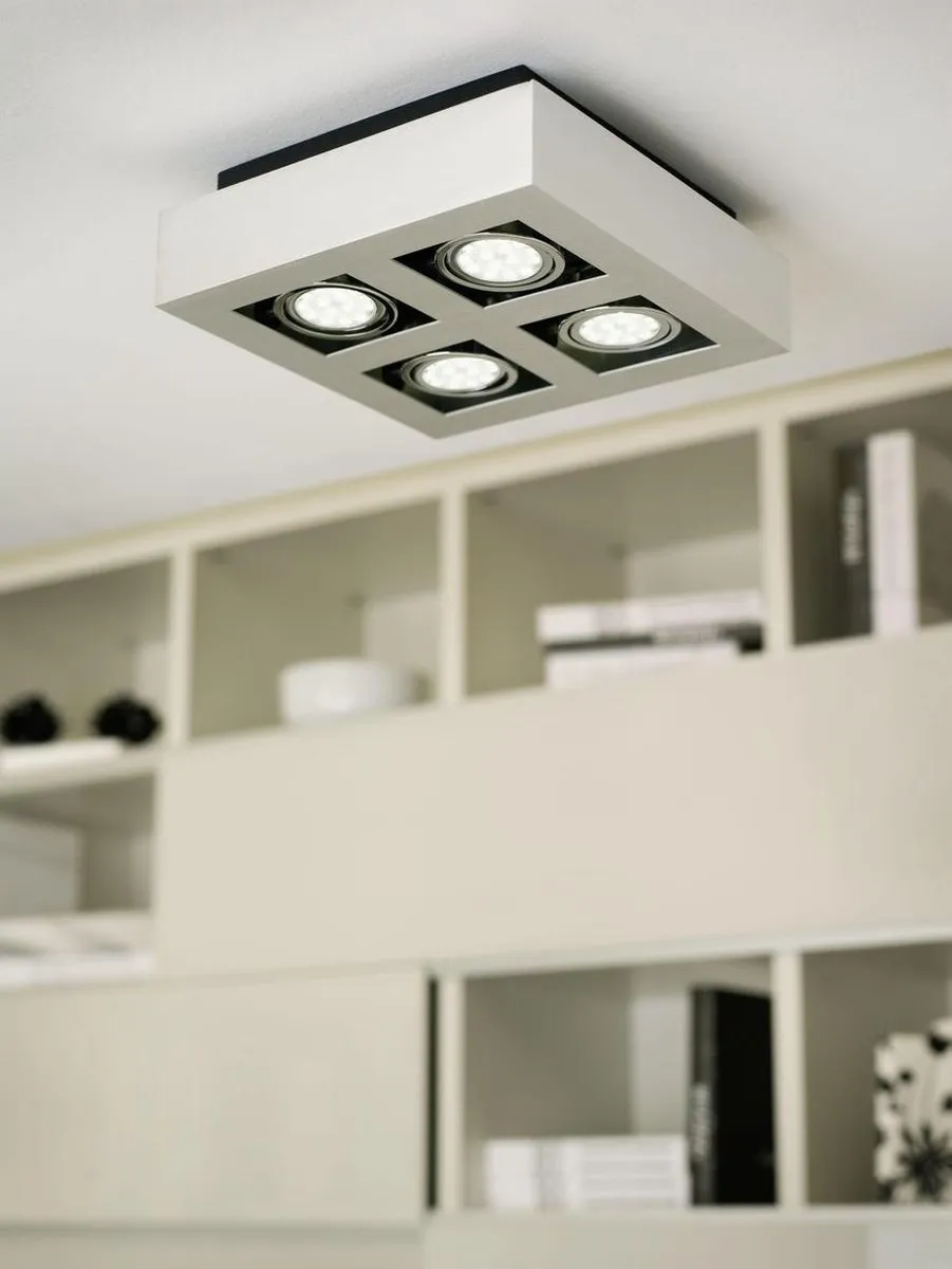 Eglo Loke 1 Opbouwlamp 4 Lichtpunten - Aluminium/Geborsteld Chroom/Zwart