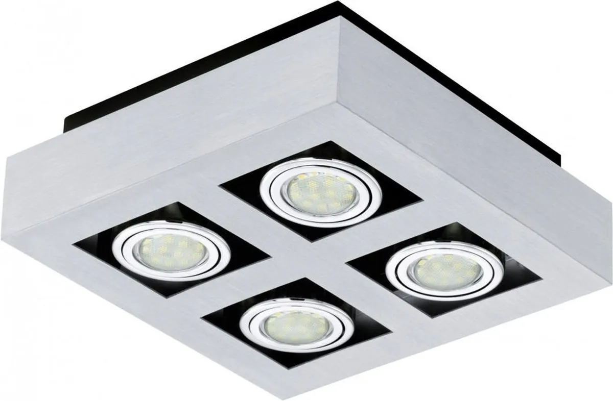 Eglo Loke 1 Opbouwlamp 4 Lichtpunten - Aluminium/Geborsteld Chroom/Zwart - afbeelding 6 van 6