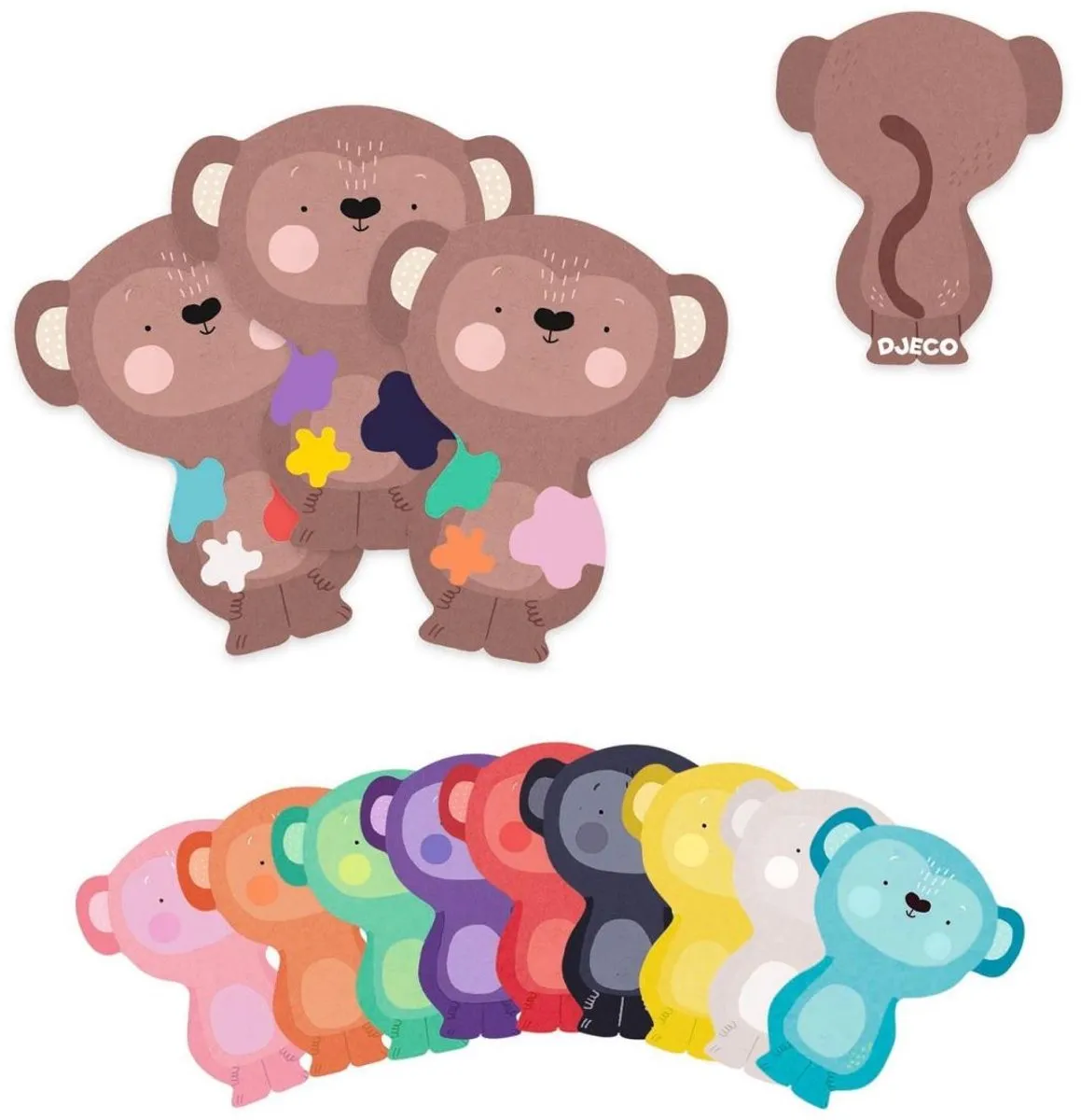 Djeco Primo Ludo Kleuren Leren - 3 Apentjes Multi