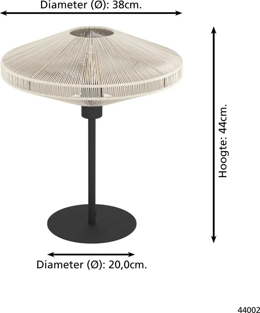 Eglo Midsumer Tafellamp E27 - 44 cm - Zwart/Crème - afbeelding 6 van 6