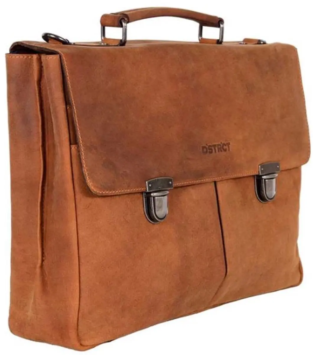 DSTRCT Limited Leren Aktetas 16" - 4 Vakken - Cognac