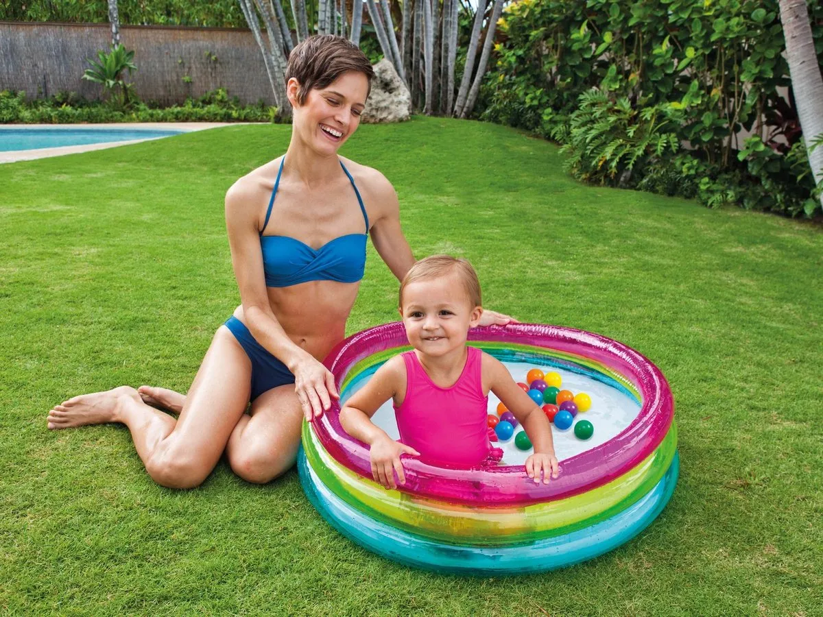 Intex 48674NP Opblaasbare Ballenbox - 86cm Blauw/Roze/Geel