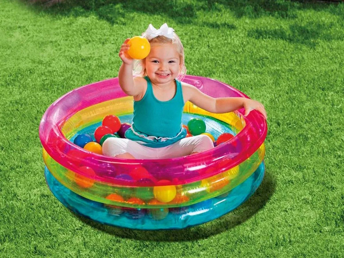 Intex 48674NP Opblaasbare Ballenbox - 86cm Blauw/Roze/Geel