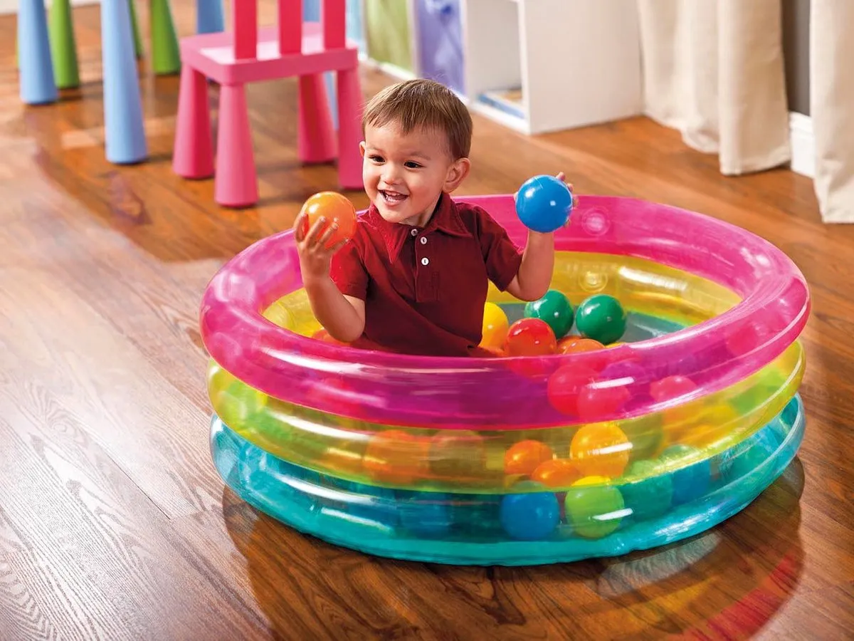 Intex 48674NP Opblaasbare Ballenbox - 86cm Blauw/Roze/Geel