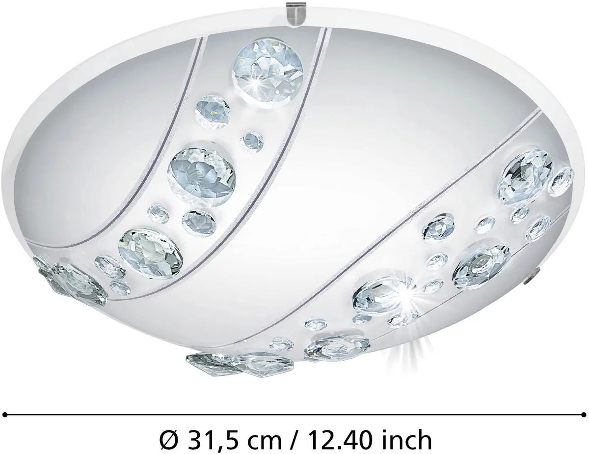 Eglo Nerini Wand/Plafondlamp 1 Licht Ø315mm - Wit/Zwart/Helder