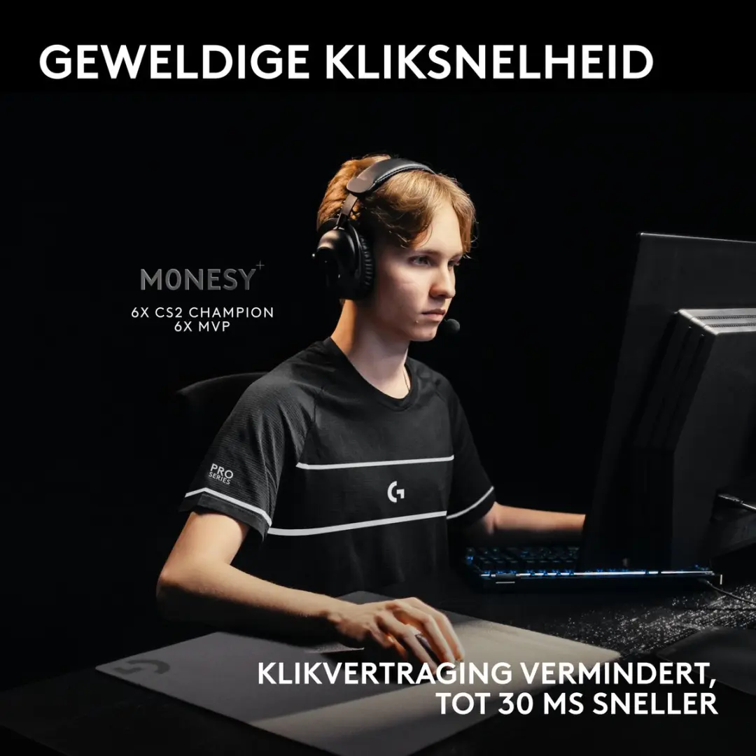 Logitech G PRO X2 SUPERSTRIKE Gaming Muis - RF Wireless - 44000 DPI - Zwart/Wit