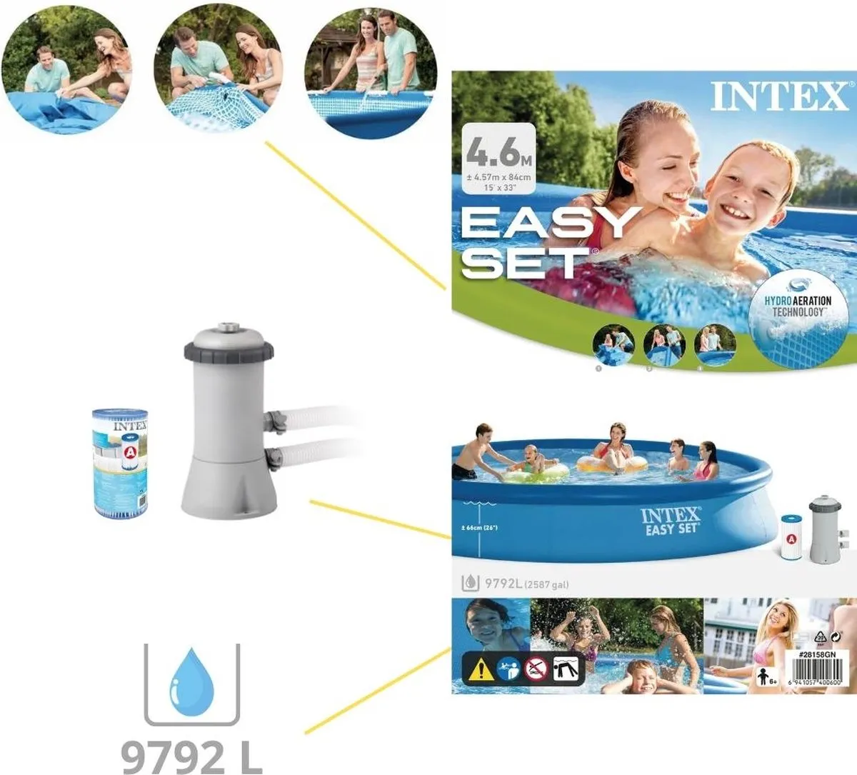 Intex Easy Set Opblaaszwembad 457x84cm - 9792L - Blauw - MPN 28158GN