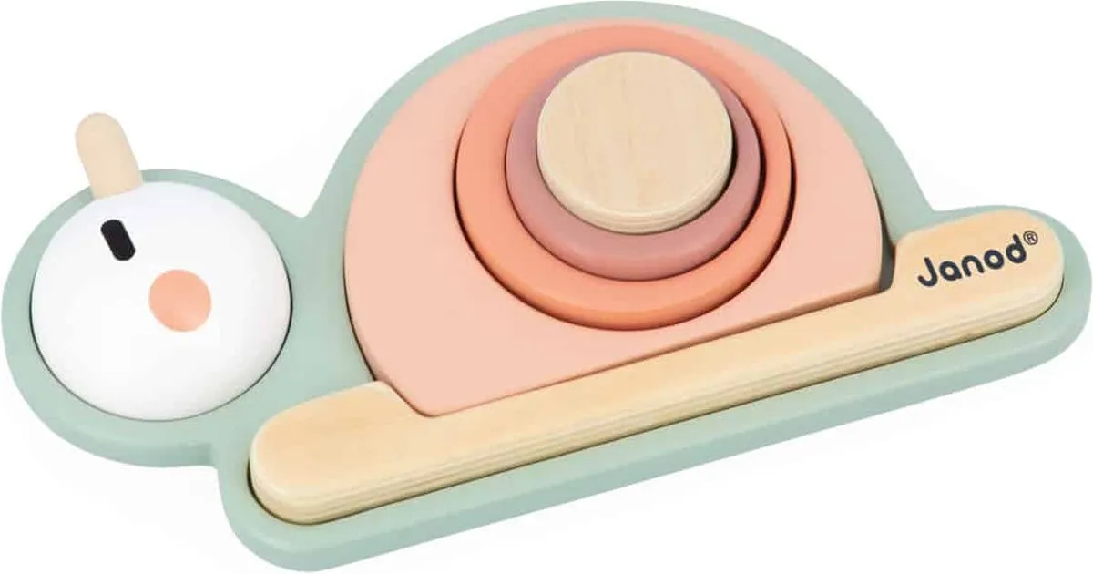 Janod Sweet Cocoon Sensorische Houten Slak - 6 Stuks - Multicolor - afbeelding 6 van 6