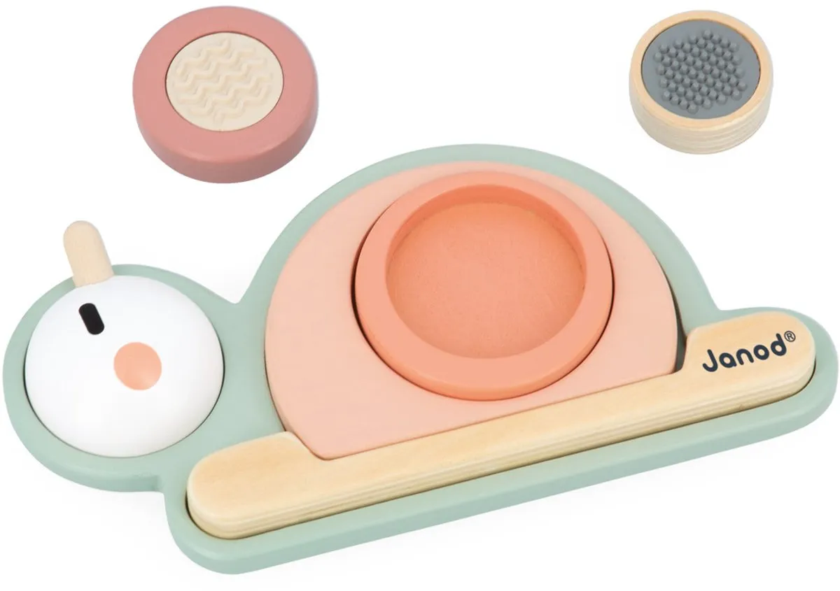 Janod Sweet Cocoon Sensorische Houten Slak - 6 Stuks - Multicolor