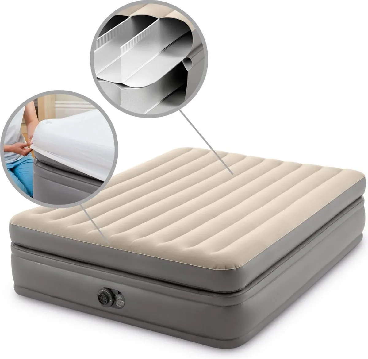 Intex Prime Comfort Luchtbed 2 Persoons GKD - 203x152x51cm - Grijs