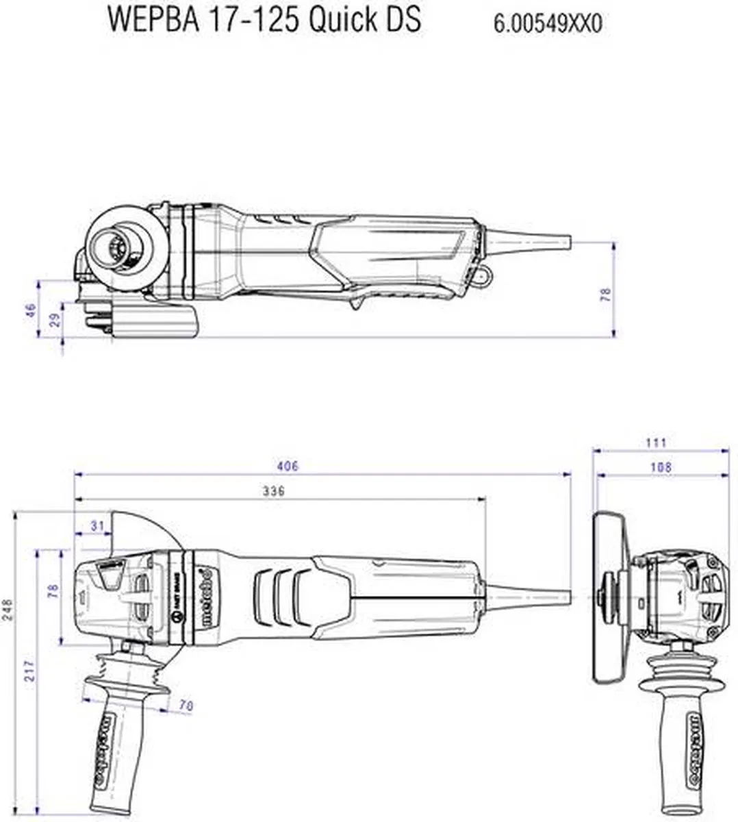 Metabo WEPBA 19-125 Q Haakse Slijper 1900W - afbeelding 5 van 6