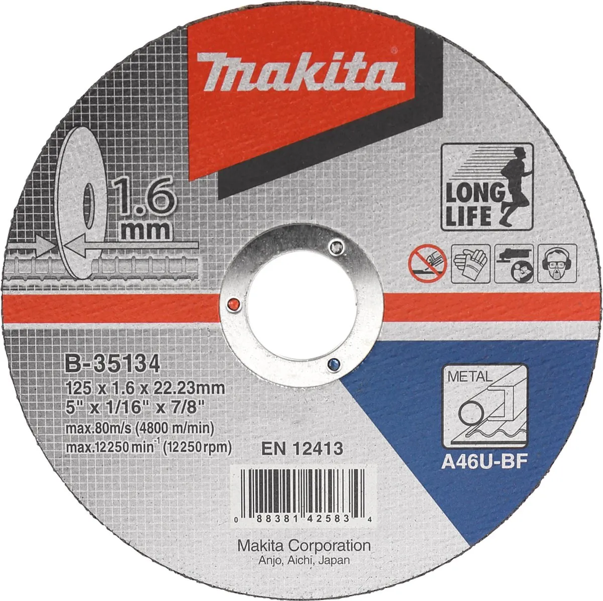 Makita B-35134 Doorslijpschijf 125mm Staal - 10 Stuks