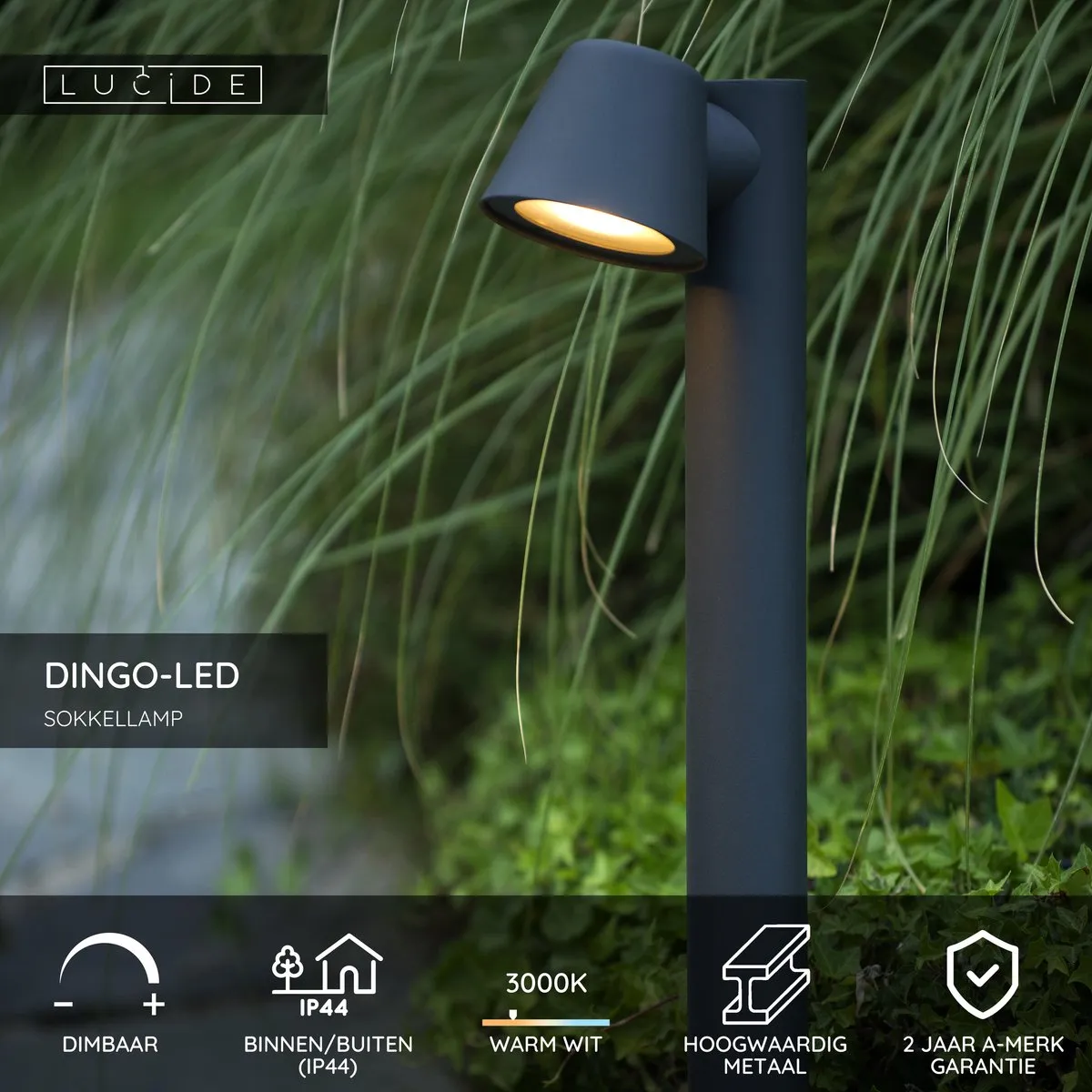 Lucide DINGO-LED Sokkellamp 5W 3000K - Antraciet