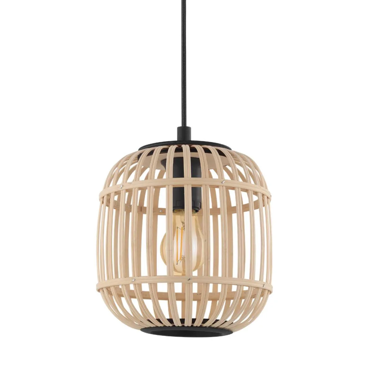 Eglo Bordesley Hanglamp E27 - 91cm - Zwart/Hout